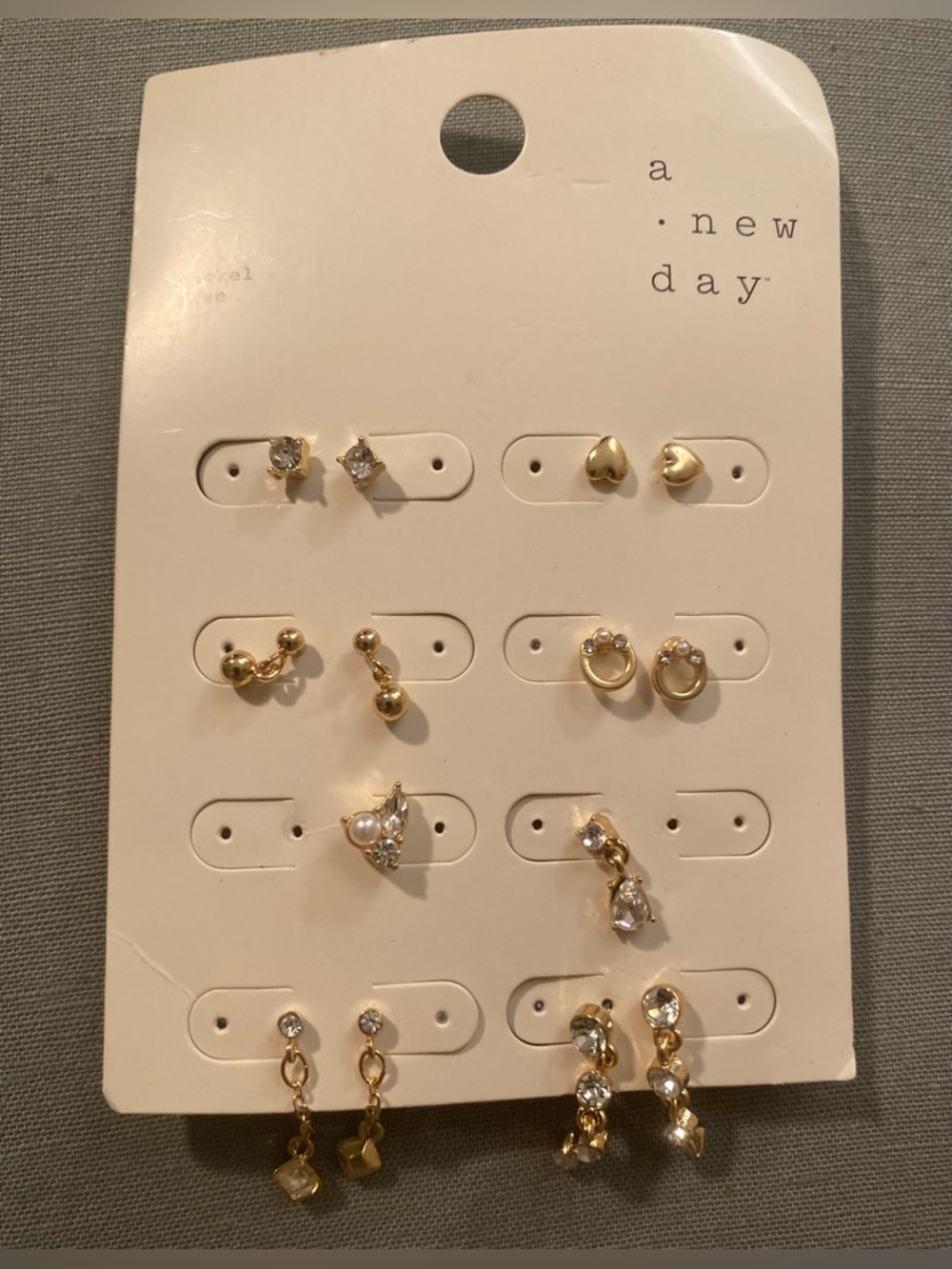 a new day Gold-Tone Mixed Stud and Dangle Earring Set